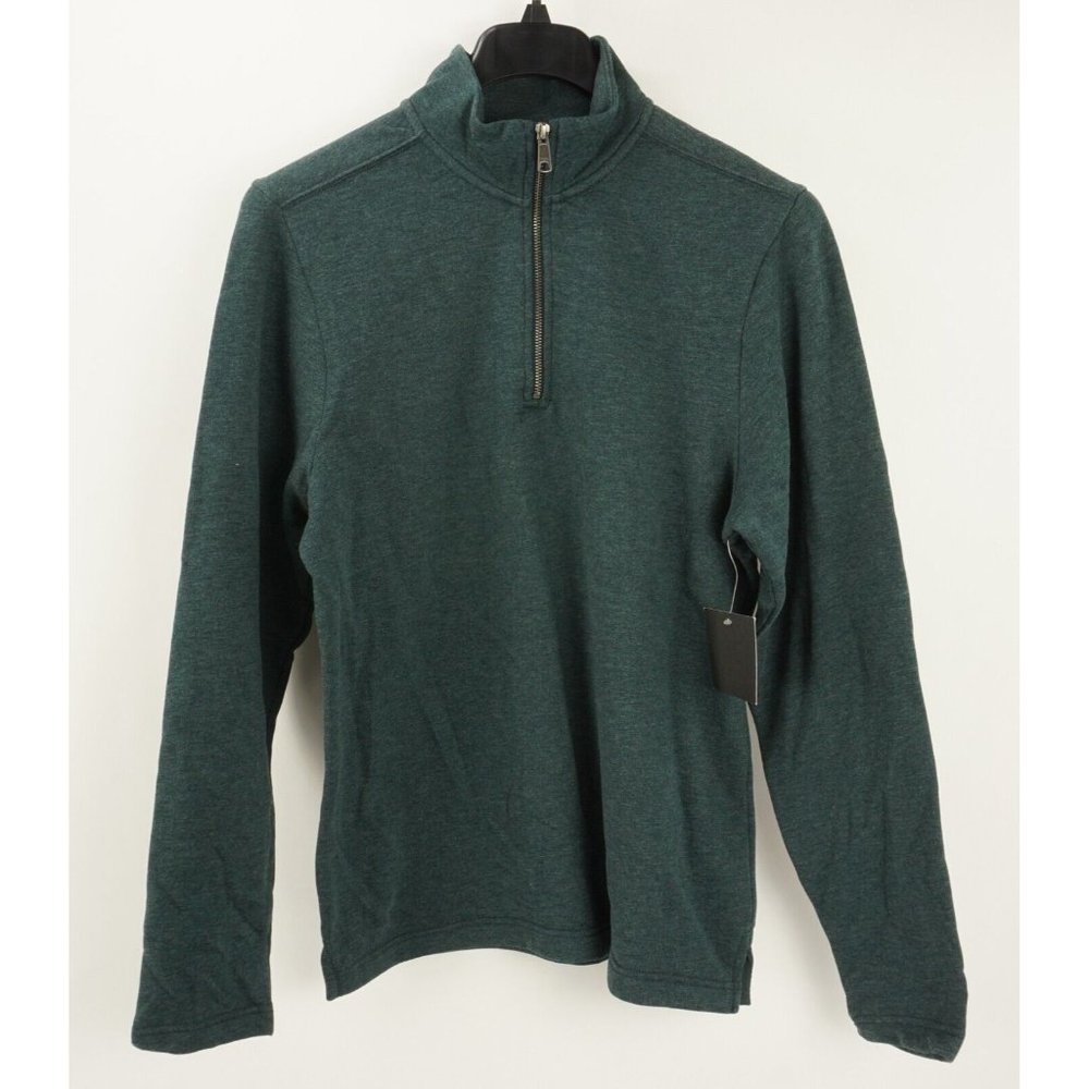 New 14th & Union‎ Men's Small Green Fleece Lined Half Zip Mock Neck Sweater